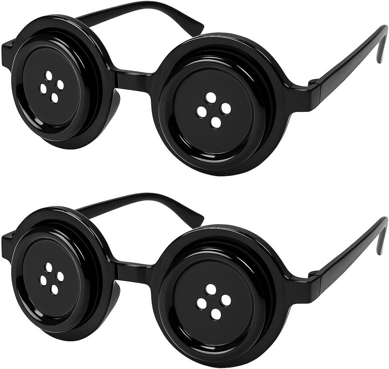 Lokypoki Black Button Eye Glasses, Novelty Costume Accessory for Halloween Dress Up, Cosplay, and Fancy Dress Parties - Image 1